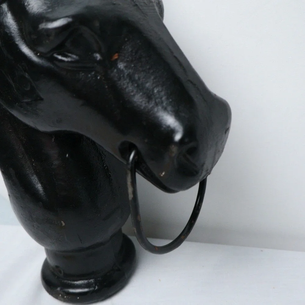 VTG Iron Horse Head Fence Post Hitching Post Topper Mouth Ring Western Country